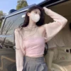 網紗繞頸吊帶一字領平口抹胸背心❤️‍🔥