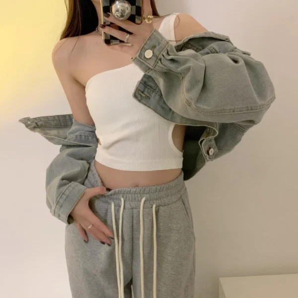 含胸墊🔥小性感曲線鏤空設計小吊帶背心