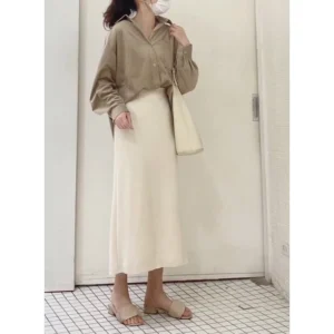 百搭後開衩針織長裙