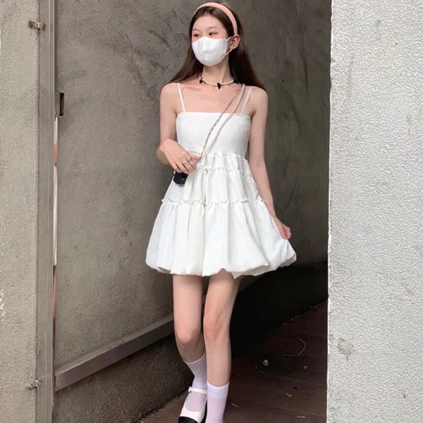 超美百搭🖤法式蓬蓬小白裙