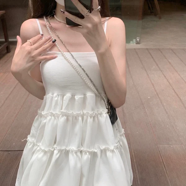 超美百搭🖤法式蓬蓬小白裙