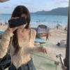 兩件組🌶️杏色蕾絲衫+倒三角細肩帶吊帶背心