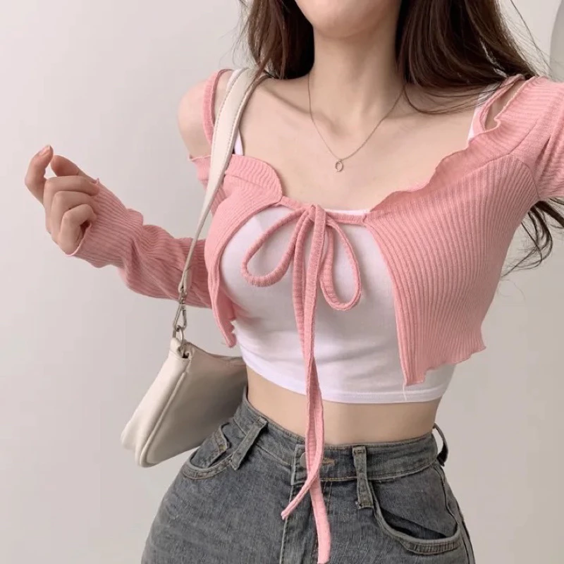短版披肩外套❤️甜美吊帶露肩罩衫
