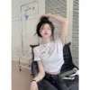 側腰皺摺❣️辣妹心機款短版修身顯瘦皺褶上衣