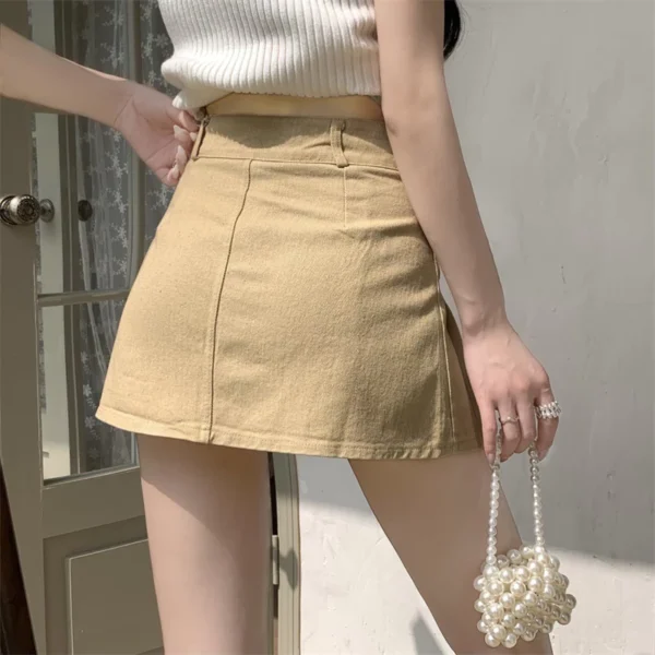 高腰修身顯瘦♥防走光 工裝感百褶裙