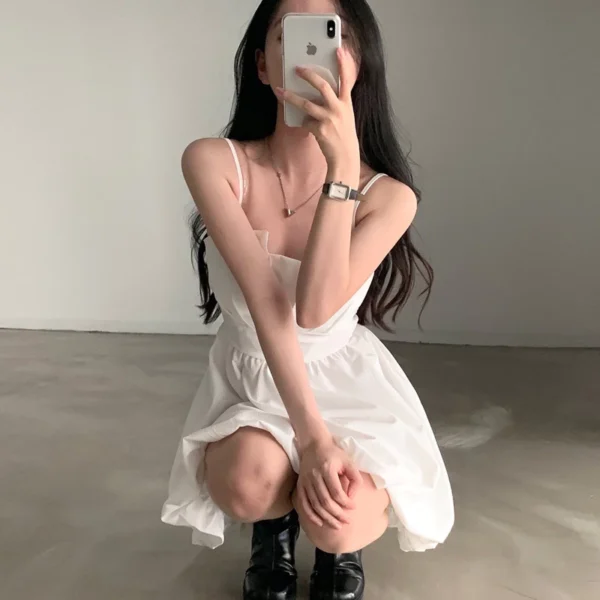 後綁帶🖤小仙女美背綁帶吊帶連身裙