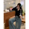 假兩件掛脖🖤純慾風素色長袖針織衫