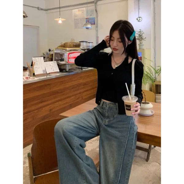 假兩件掛脖🖤純慾風素色長袖針織衫