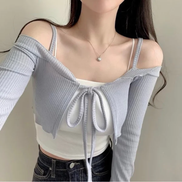 短版披肩外套❤️甜美吊帶露肩罩衫