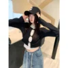 兩件式上衣🖤素色經典鏤空疊穿長袖外套 長袖罩衫 層次感穿搭